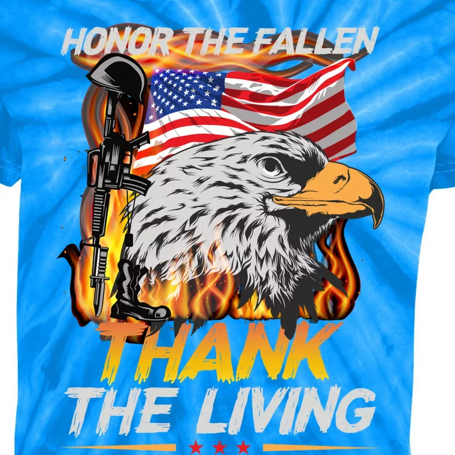 Veteran Honor The Fallen Thank The Living Usa Flag Gift Kids Tie-Dye T-Shirt