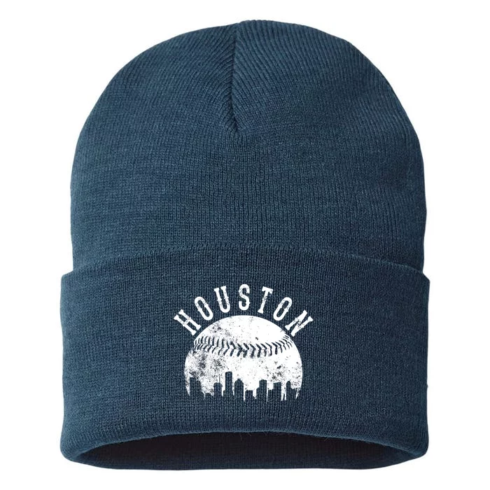 Vintage Houston Texas Sports Baseball Logo Skyline City Sustainable Knit Beanie