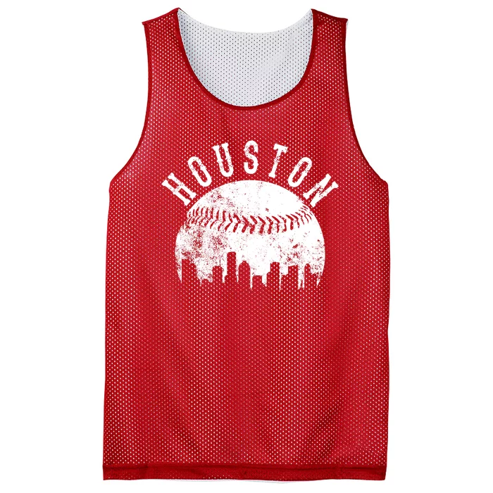 Vintage Houston Texas Sports Baseball Logo Skyline City Mesh Reversible Basketball Jersey Tank