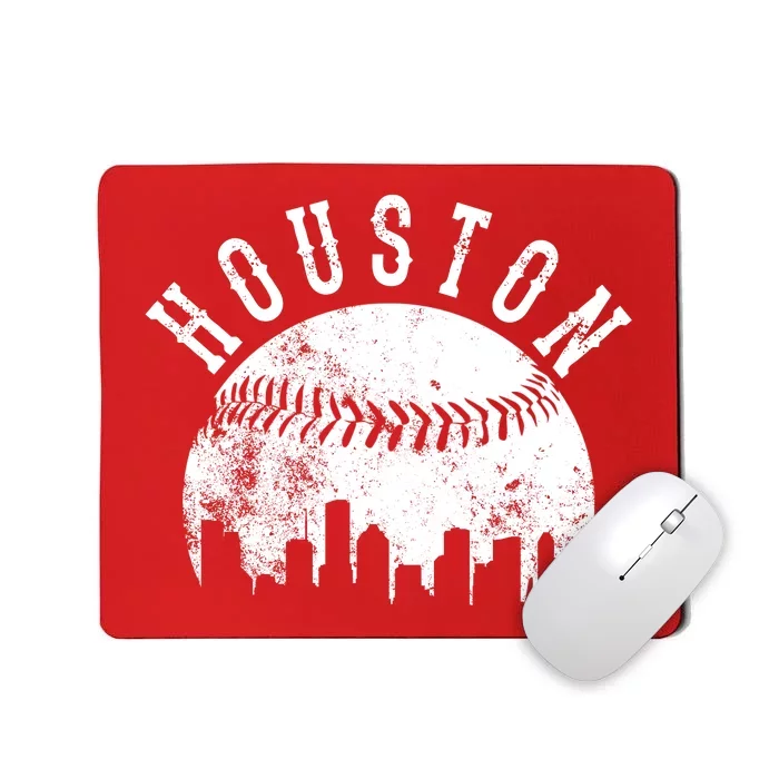 Vintage Houston Texas Sports Baseball Logo Skyline City Mousepad