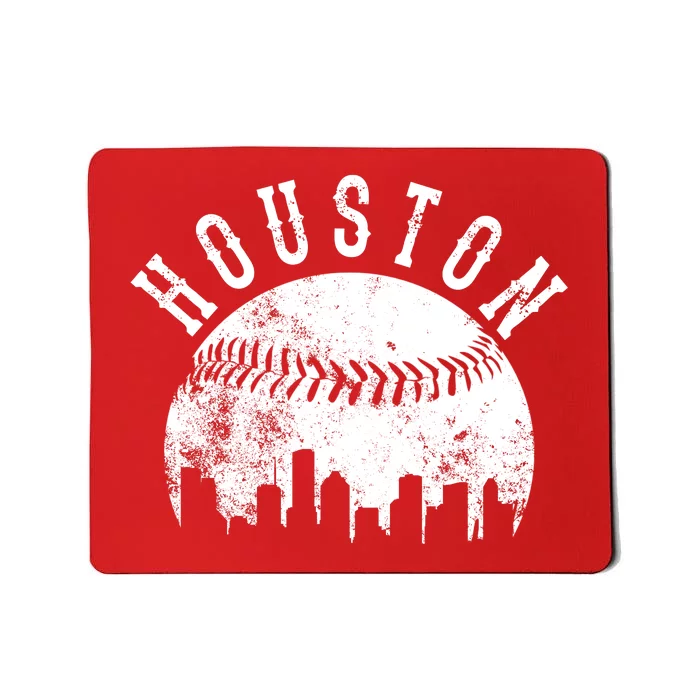 Vintage Houston Texas Sports Baseball Logo Skyline City Mousepad