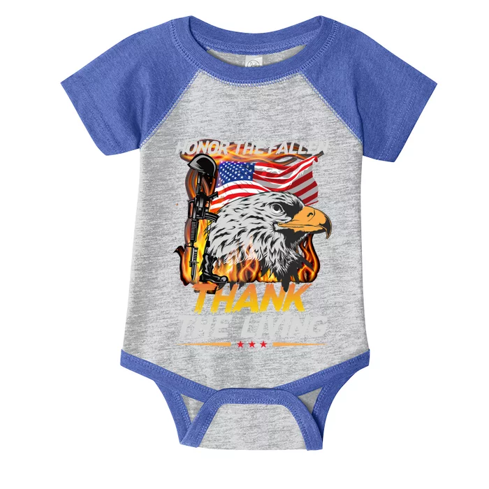 Veteran Honor The Fallen Thank The Living Usa Flag Gift Infant Baby Jersey Bodysuit