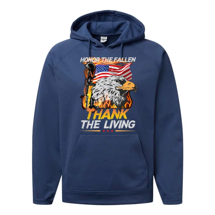 Veteran Honor The Fallen Thank The Living Usa Flag Gift Performance Fleece Hoodie