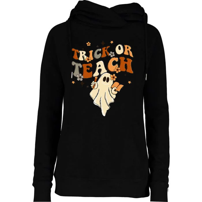 Vintage Halloween Teacher Life - Retro Trick or Teach Womens Funnel Neck Pullover Hood