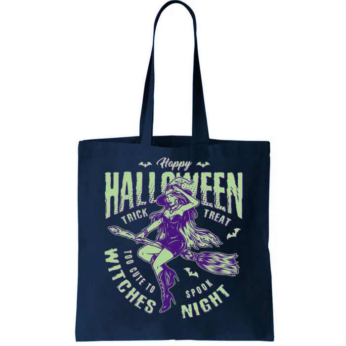 Vintage Halloween Too Cute To Spook Witches Night Tote Bag