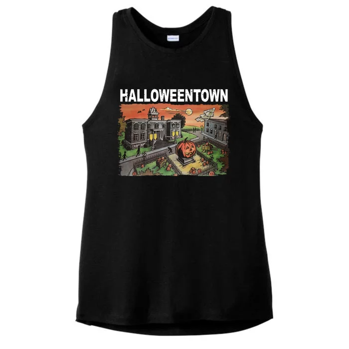 Vintage Halloween Town Ladies Tri-Blend Wicking Tank