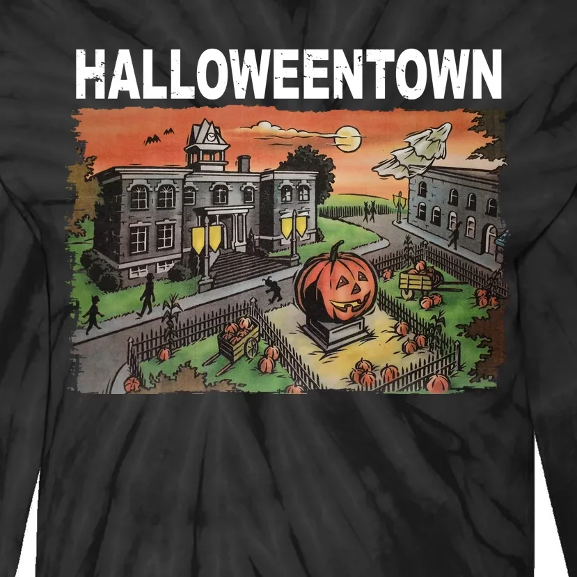 Vintage Halloween Town Tie-Dye Long Sleeve Shirt