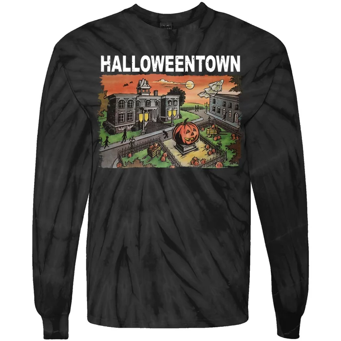 Vintage Halloween Town Tie-Dye Long Sleeve Shirt