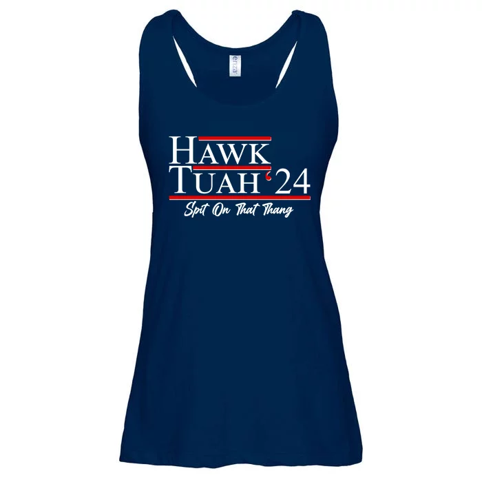 Vote Hawk Tuah 2024 Spit On That Thang Ladies Essential Flowy Tank