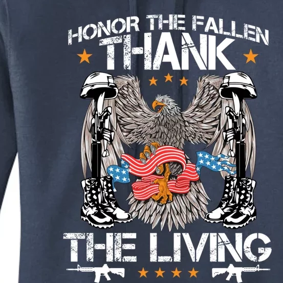 Veteran Honor The Fallen Thank The Living Usa Flag Gift Women's Pullover Hoodie