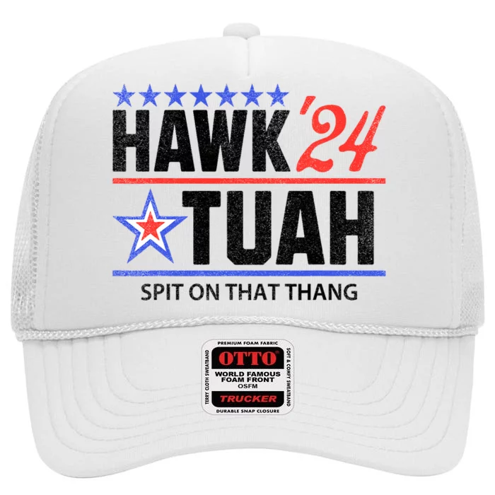 Vintage Hawk Tauh 24 Spit On That Thang Sarcastic Parody High Crown Mesh Trucker Hat