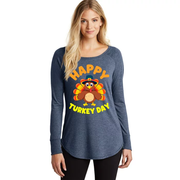 Vintage Happy Turkey Day Thanksgiving Harvest Festival Cool Gift Women's Perfect Tri Tunic Long Sleeve Shirt