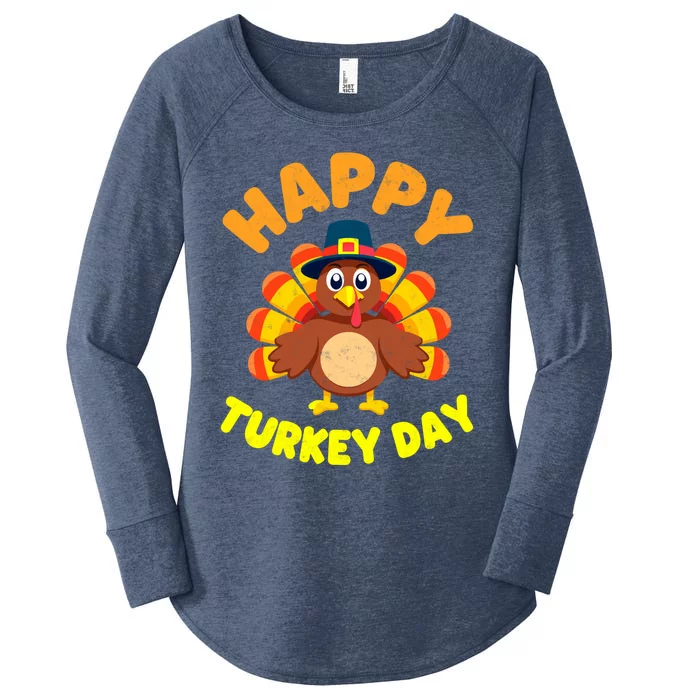 Vintage Happy Turkey Day Thanksgiving Harvest Festival Cool Gift Women's Perfect Tri Tunic Long Sleeve Shirt