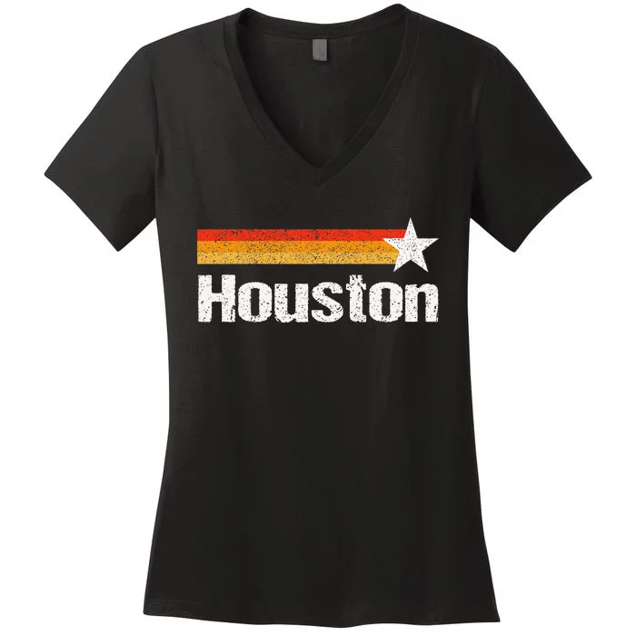 Vintage Houston Texas Houston Strong Stripes Usa Texas Women's V-Neck T-Shirt