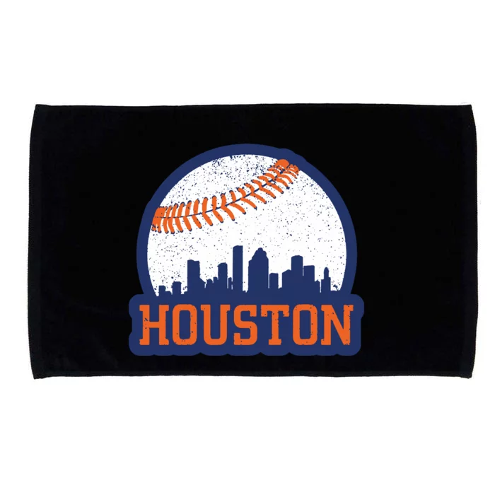 Vintage Houston Texas Skyline Baseball Game Microfiber Hand Towel