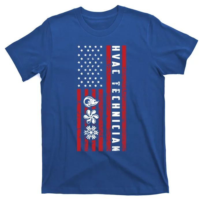 Vintage Hvac Technician Usa Hvac Tech American Flag Gift T-Shirt