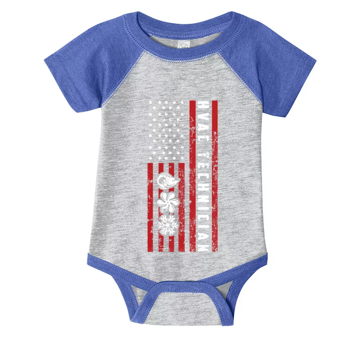 Vintage Hvac Technician Usa Hvac Tech American Flag Gift Infant Baby Jersey Bodysuit