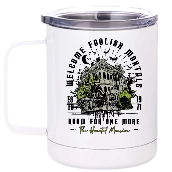 Vintage Halloween The Haunted Mansion Front & Back 12oz Stainless Steel Tumbler Cup