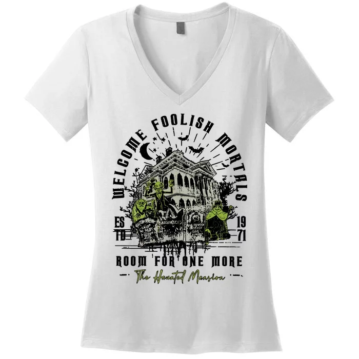 Vintage Halloween The Haunted Mansion Women's V-Neck T-Shirt