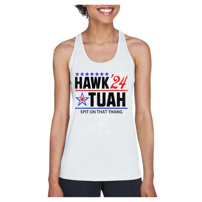 Vintage Hawk Tauh 24 Spit On That Thang Sarcastic Parody Women's Racerback Tank