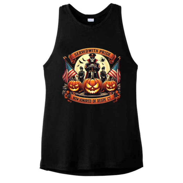 Veterans Halloween Ladies Tri-Blend Wicking Tank