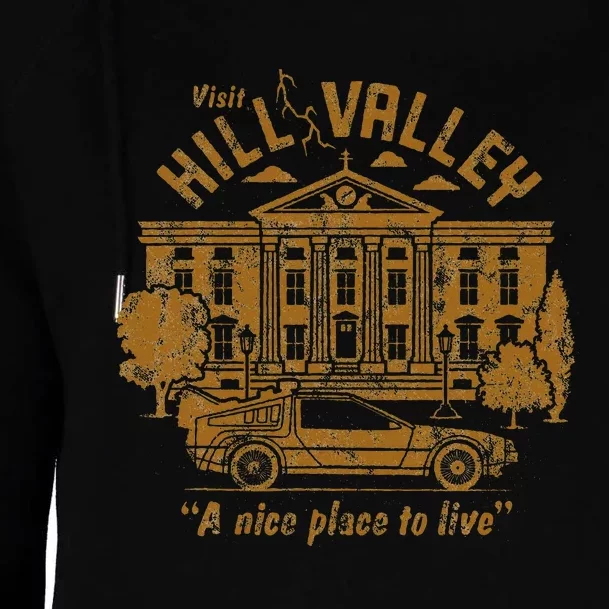 Visit Hill Valley A Nice Place To Live Womens Funnel Neck Pullover Hood