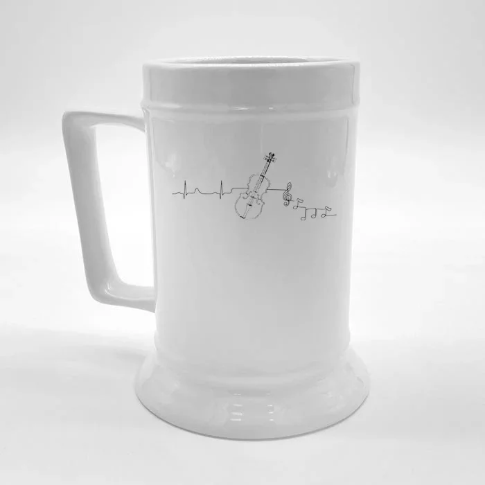 Violin Heartbeat Violin Player Violinist Musician Front & Back Beer Stein