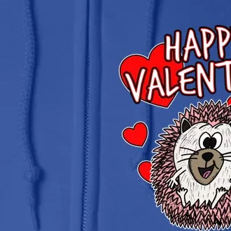 Valentines Hedgehog Wildlife Nature Animal Lover Gift Full Zip Hoodie