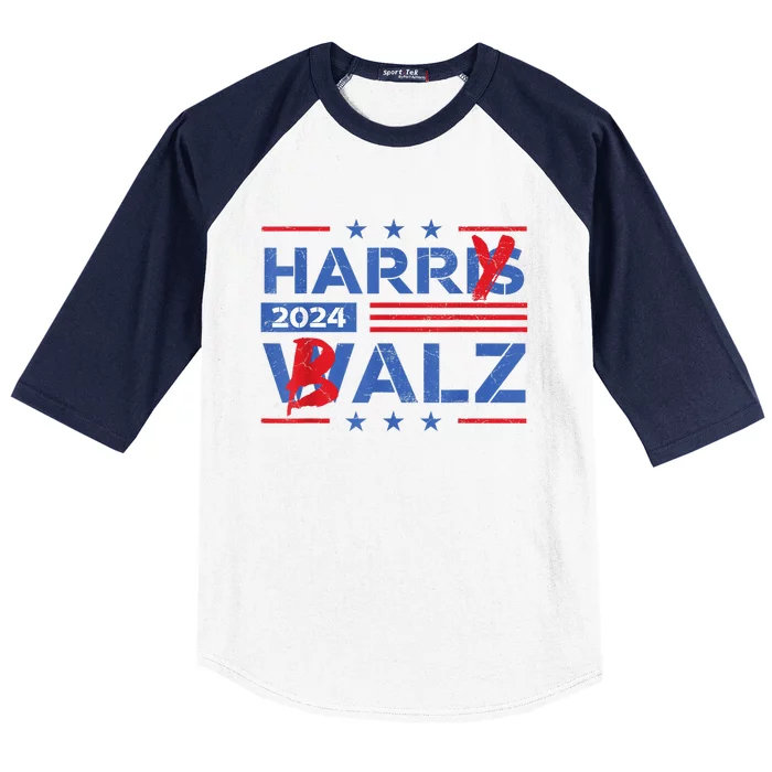 Vintage Harris Walz 24 Harry Balz 2024 Meme Democratics Vote Baseball Sleeve Shirt