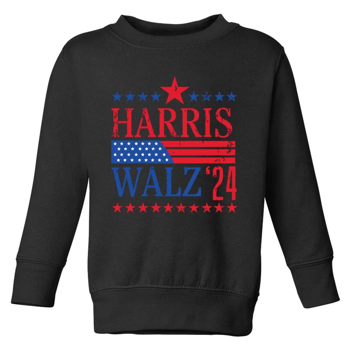 Vintage Harris Walz 2024 American Flag 2024 Harris Election Premium Toddler Sweatshirt