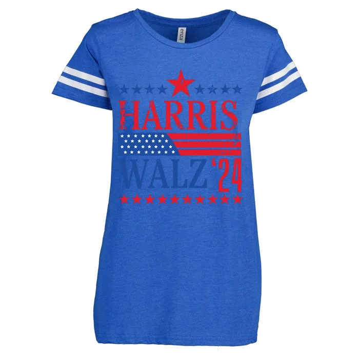 Vintage Harris Walz 2024 American Flag 2024 Harris Election Premium Enza Ladies Jersey Football T-Shirt