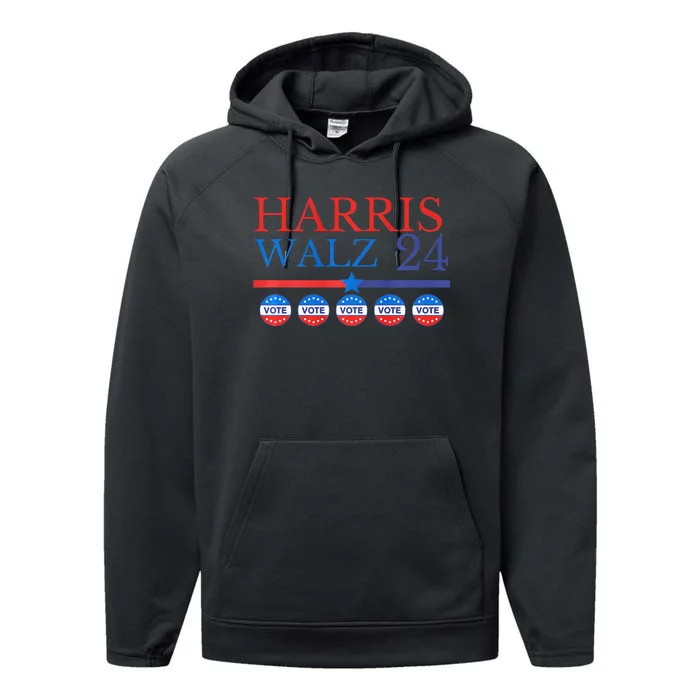 Vote Harris Walz 2024 Kamala Waltz Performance Fleece Hoodie