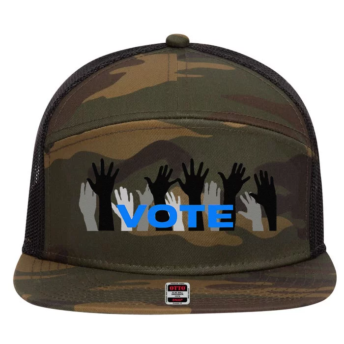 Vote Harris Walz 2024 Election 7 Panel Mesh Trucker Snapback Hat