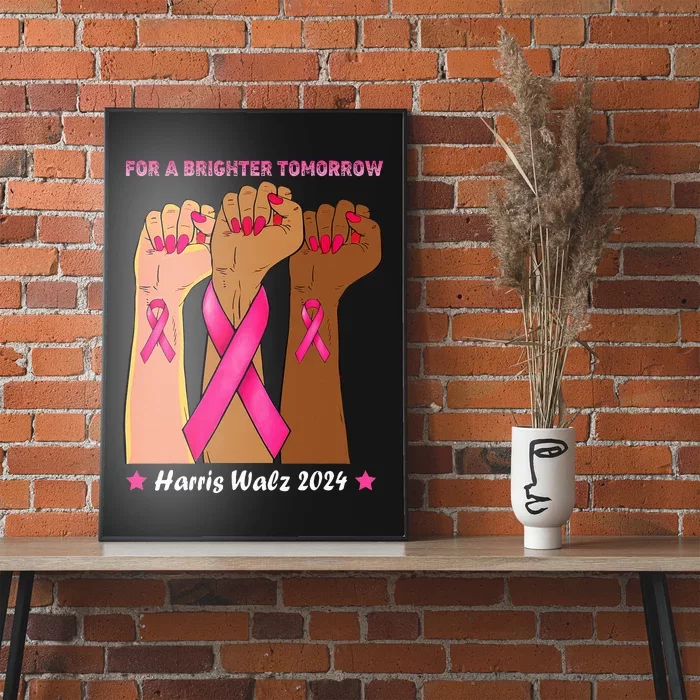 Vote Harris Waltz 2024 Hands Fist Human Rights Breast Cancer Poster