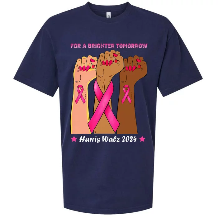 Vote Harris Waltz 2024 Hands Fist Human Rights Breast Cancer Sueded Cloud Jersey T-Shirt