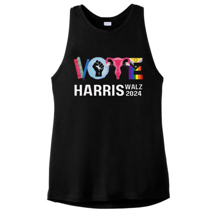 Vote Harris Waltz 2024 Lgbt Rights Ladies Tri-Blend Wicking Tank