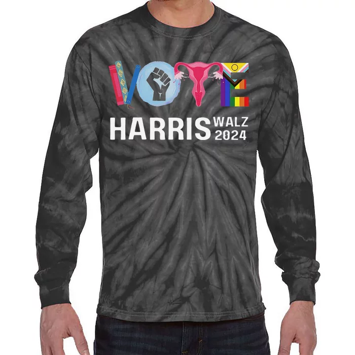 Vote Harris Waltz 2024 Lgbt Rights Tie-Dye Long Sleeve Shirt