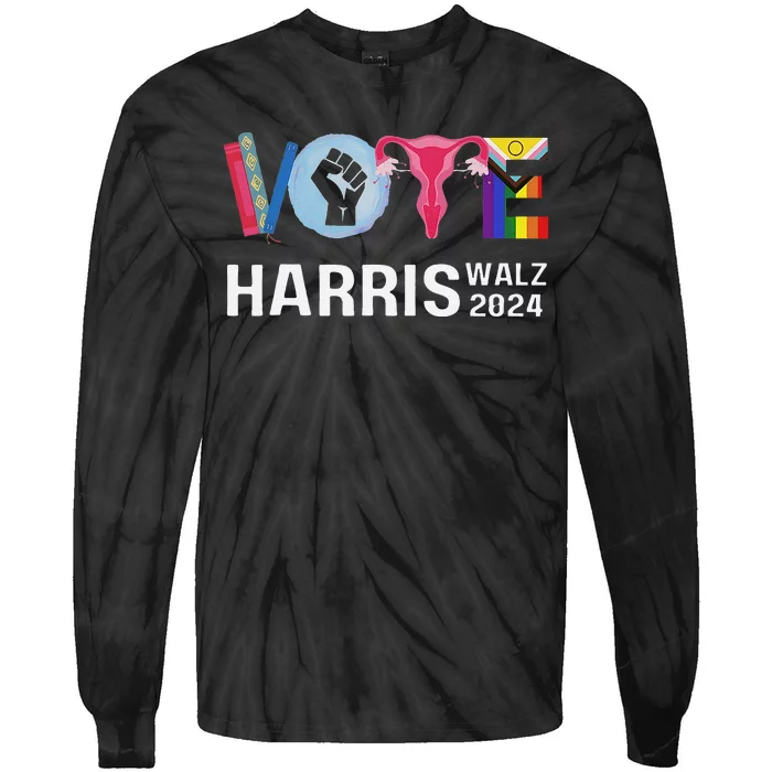 Vote Harris Waltz 2024 Lgbt Rights Tie-Dye Long Sleeve Shirt