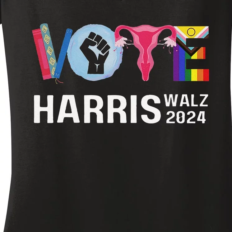 Vote Harris Waltz 2024 Lgbt Rights Women's V-Neck T-Shirt