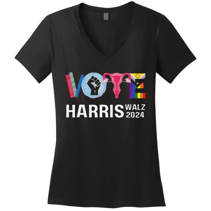 Vote Harris Waltz 2024 Lgbt Rights Women's V-Neck T-Shirt