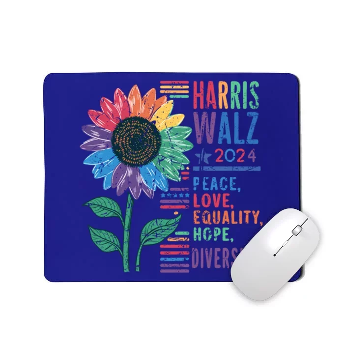 Vintage Harris Walz 2024 Peace Love Equality Hope Diversity Gift Mousepad