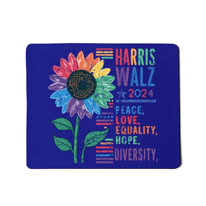 Vintage Harris Walz 2024 Peace Love Equality Hope Diversity Gift Mousepad