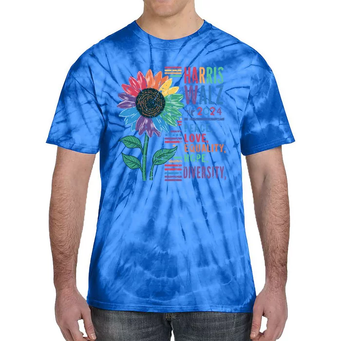 Vintage Harris Walz 2024 Peace Love Equality Hope Diversity Gift Tie-Dye T-Shirt