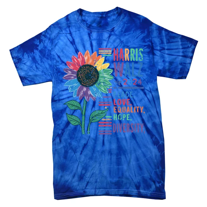 Vintage Harris Walz 2024 Peace Love Equality Hope Diversity Gift Tie-Dye T-Shirt