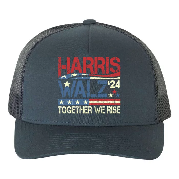 Vintage Harris Walz 24 For President Together We Rise Meaningful Gift Yupoong Adult 5-Panel Trucker Hat