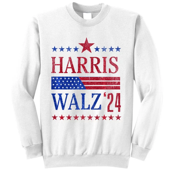 Vintage Harris Walz 2024 American Flag 2024 Harris Election Premium Sweatshirt