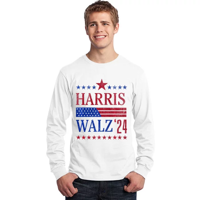 Vintage Harris Walz 2024 American Flag 2024 Harris Election Premium Tall Long Sleeve T-Shirt