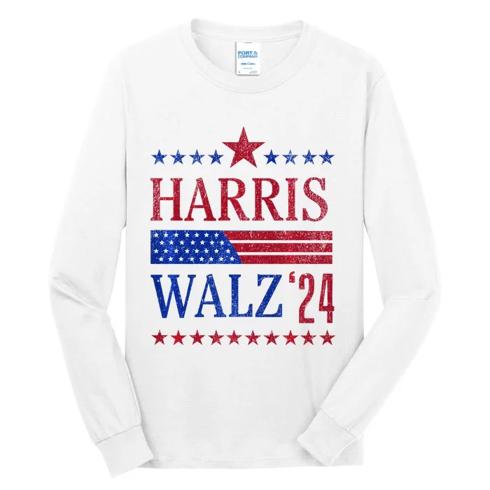 Vintage Harris Walz 2024 American Flag 2024 Harris Election Premium Tall Long Sleeve T-Shirt