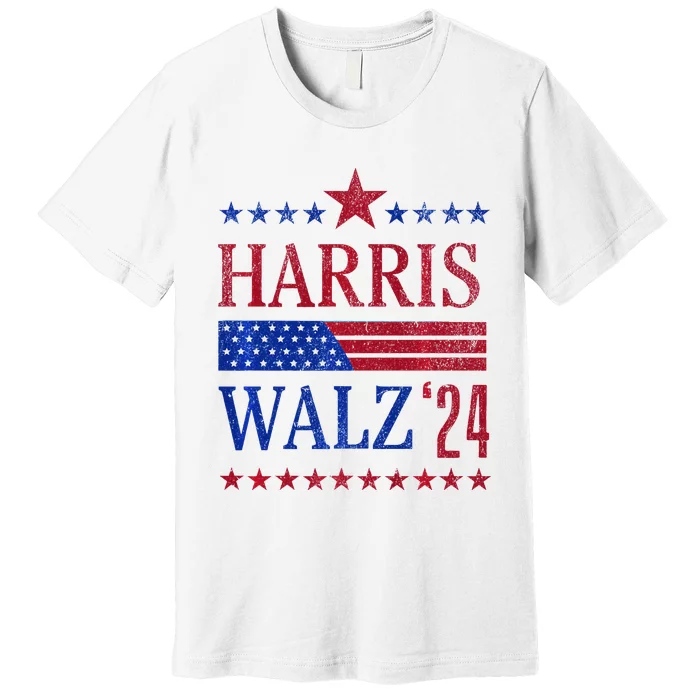 Vintage Harris Walz 2024 American Flag 2024 Harris Election Premium Premium T-Shirt