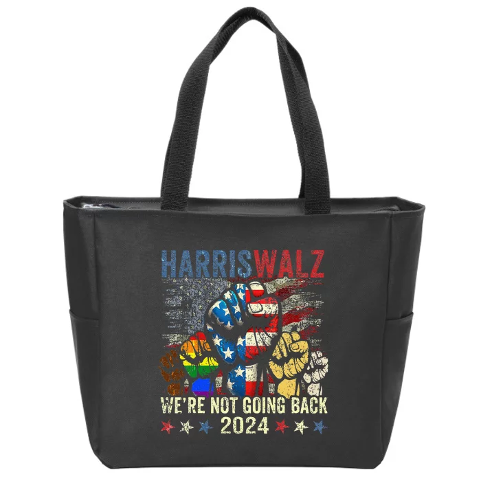 Vintage Harris Walz For President 2024 WeRe Not Going Back Gift Zip Tote Bag